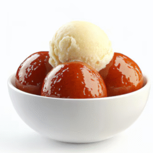 Gulab Jamun with Vanilla Ice Cream (V)