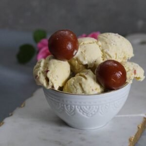 Gulab Jamun with Vanilla Ice Cream (V)